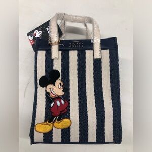 Mickey Mouse Blue/White Striped Crossbody Purse NWT